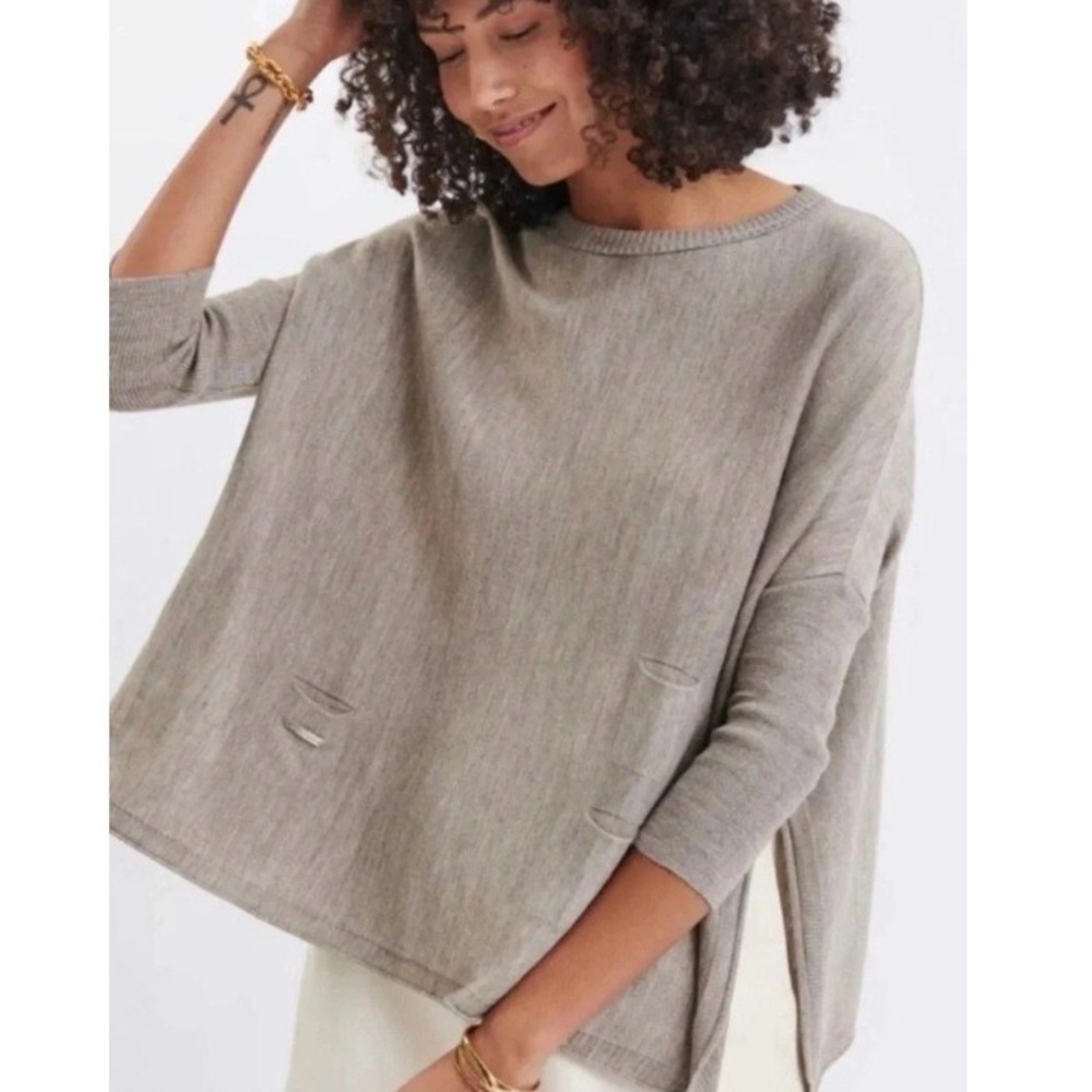 NWT Mer-Sea Catalina Traveler Sweater OS Oversized Pockets Oatmeal Taupe $108
